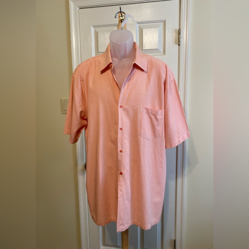Beach Blue - Short sleeve orange/white small checkered bamboo fabric, Size: XL